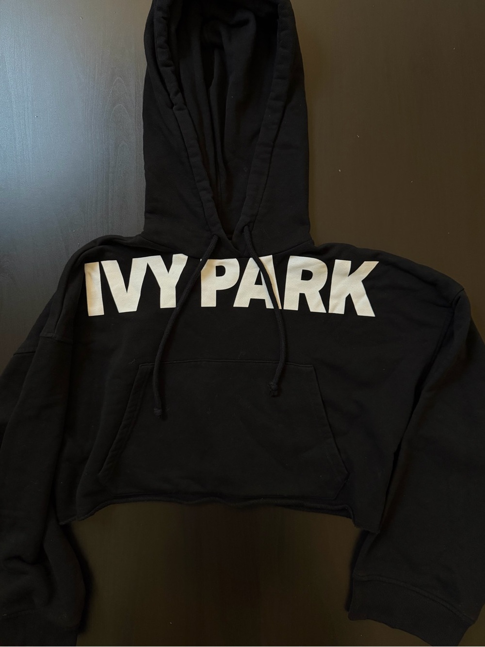 IVY PARK Black Hoodie with White Logo Detail